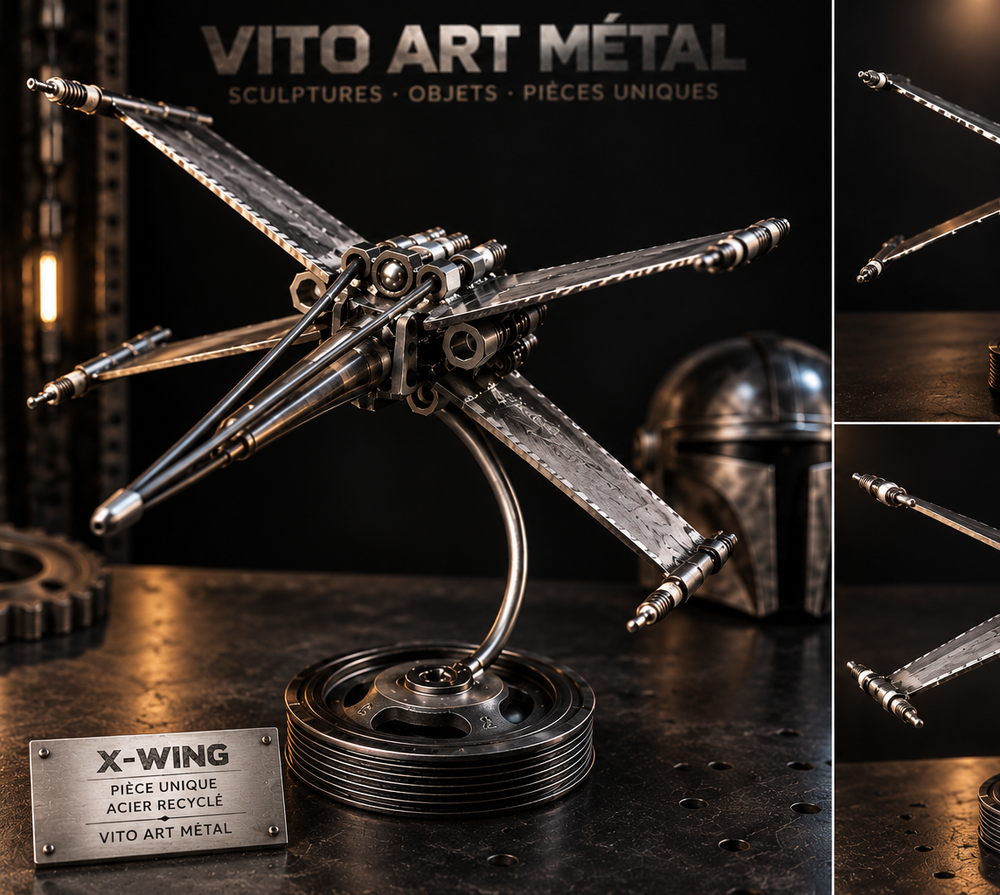 Sculpture X-Wing en métal recyclé Vito Art Métal – vue principale