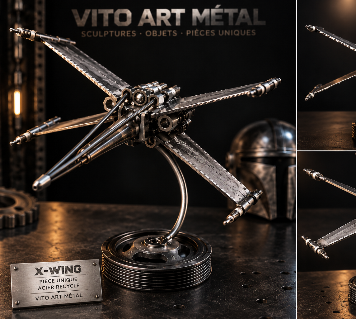 Sculpture X-Wing en métal recyclé Vito Art Métal – vue principale