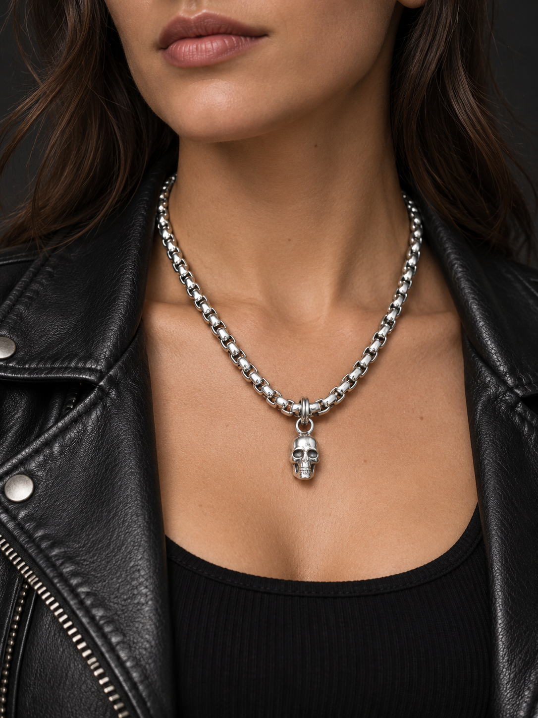 Collier crâne en acier inoxydable — porte